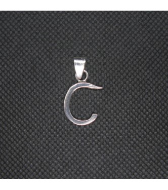 PE001441 Sterling Silver Pendant Charm Letter C Solid Genuine Hallmarked 925